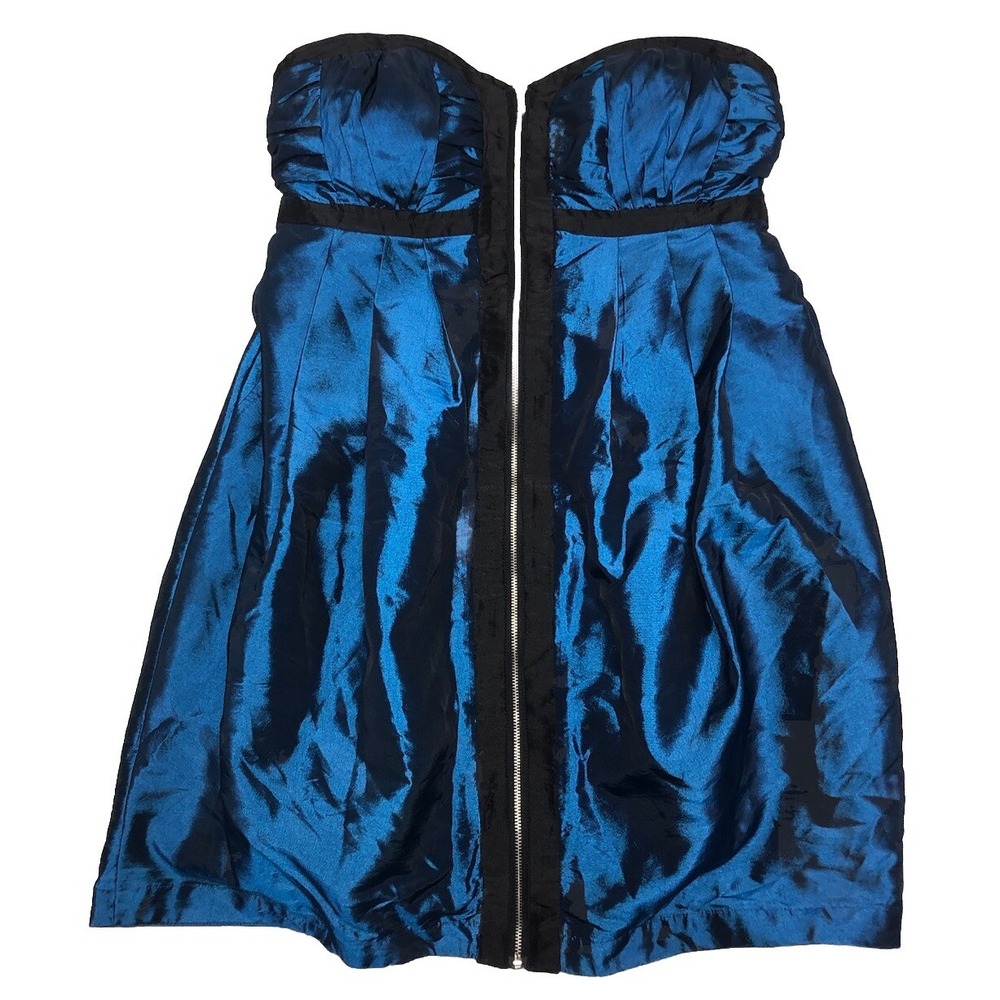 AQUA‎ Bloomingdale's Dress L Blue Strapless Mini Smocked Back Windbreaker NEW